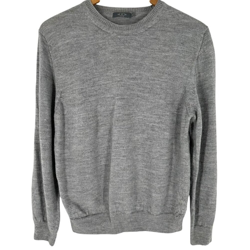 MFH Knits Ash Gray 100% Baby Alpaca Crew Neck Sweater Size Large